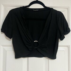 Fashion Nova Elegant Black Women's Top with Ring Detail